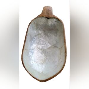 Elegant Mother of Pearl Shell Monkey Pod Pear Shaped Bowl Vintage